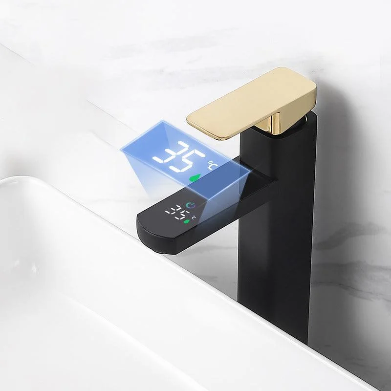 Contemporary Sink Tap Digital Display Screen Solid Color Low Arc Sink Bathroom Tap -Bathlova