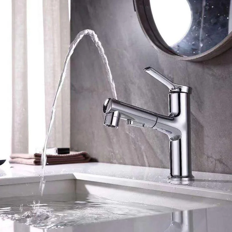 Contemporary Sink Tap Plian Low Arc Centerset Bathroom Tap -Bathlova