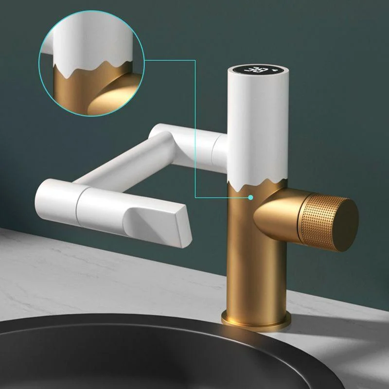 Contemporary Sink Tap Solid Color Knob Handle Brass Bathroom Tap -Bathlova