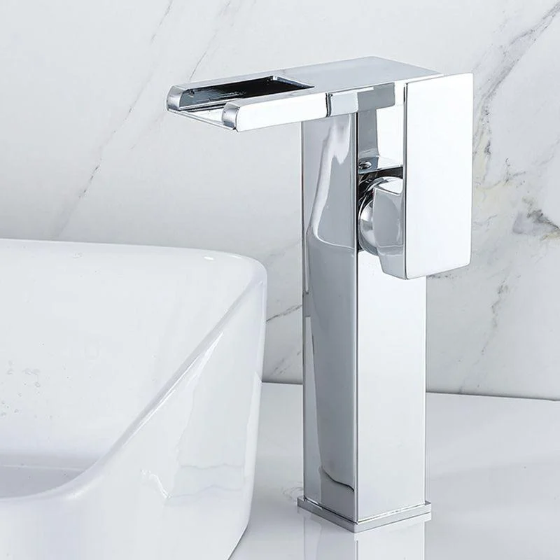 Contemporary Sink Tap Solid Color Low Arc Bathroom Vessel Tap -Bathlova