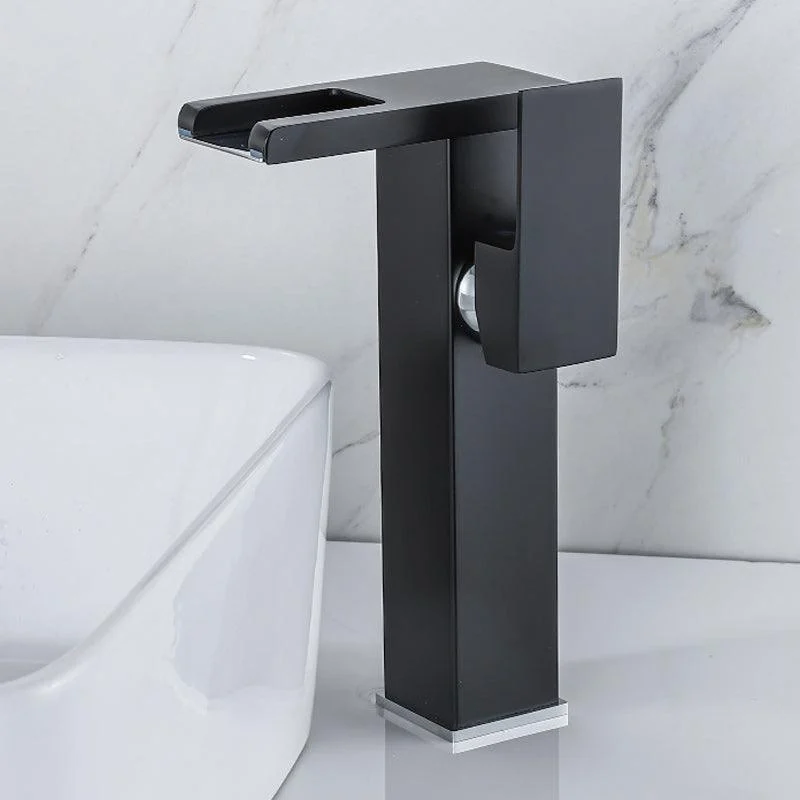 Contemporary Sink Tap Solid Color Low Arc Bathroom Vessel Tap -Bathlova