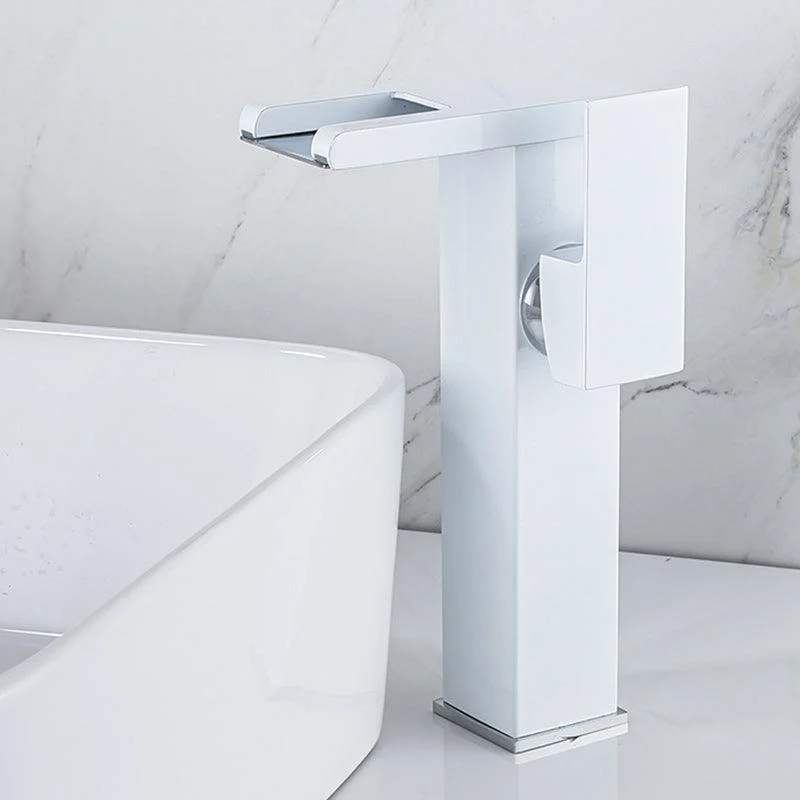 Contemporary Sink Tap Solid Color Low Arc Bathroom Vessel Tap -Bathlova