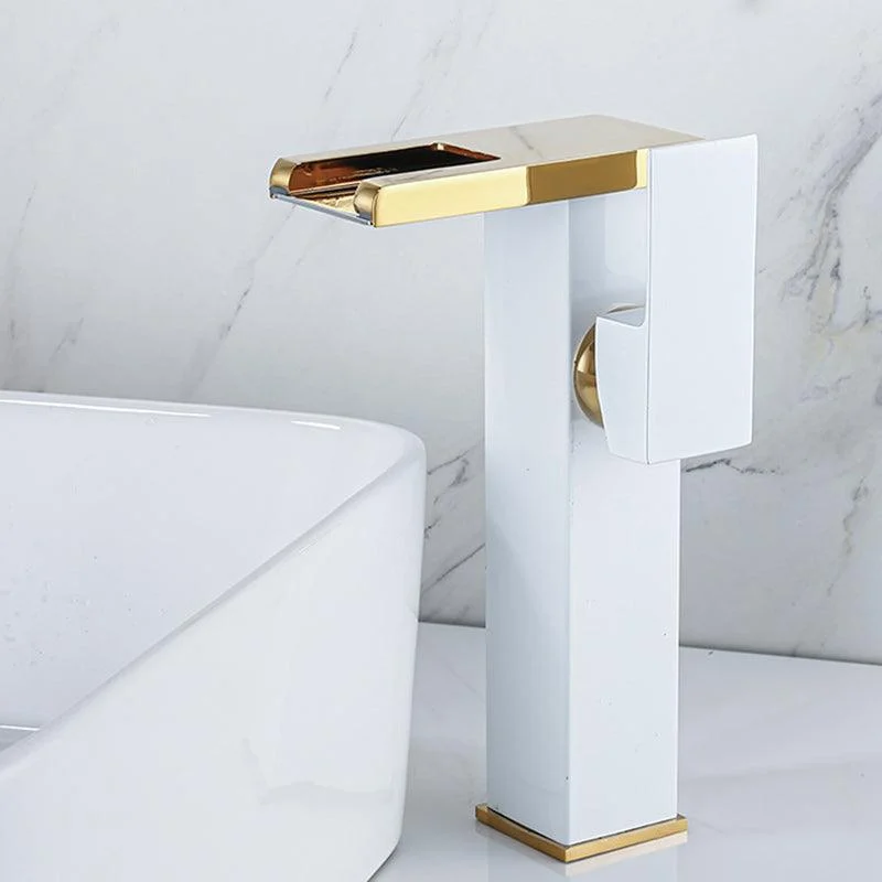 Contemporary Sink Tap Solid Color Low Arc Bathroom Vessel Tap -Bathlova