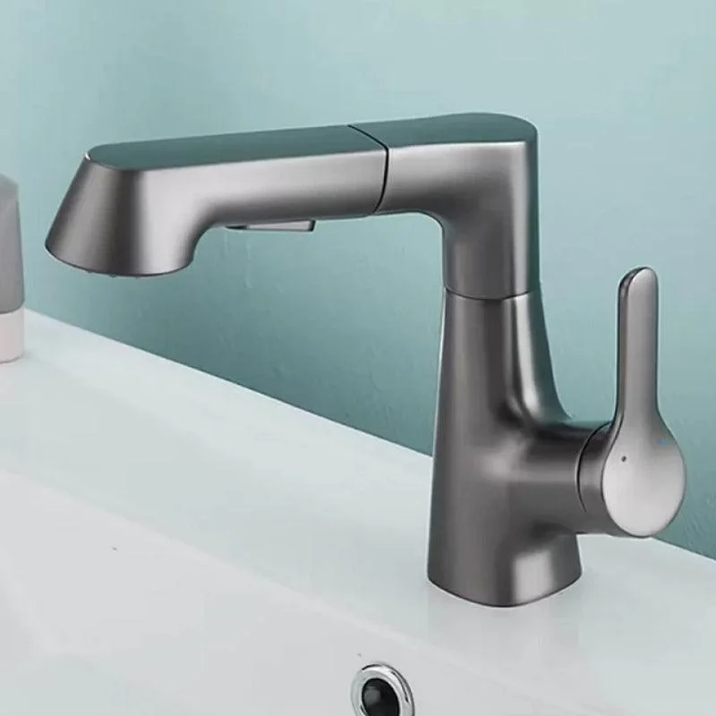 Contemporary Square Lavatory Tap 1 Hole Bathroom Tap with Swivel Spout -Bathlova