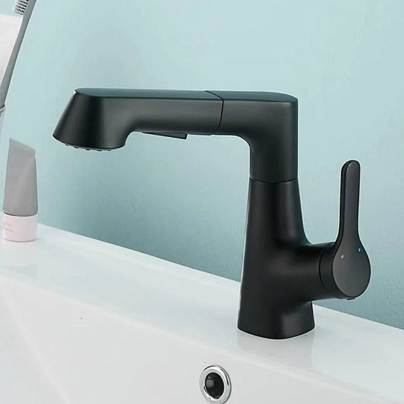 Contemporary Square Lavatory Tap 1 Hole Bathroom Tap with Swivel Spout -Bathlova