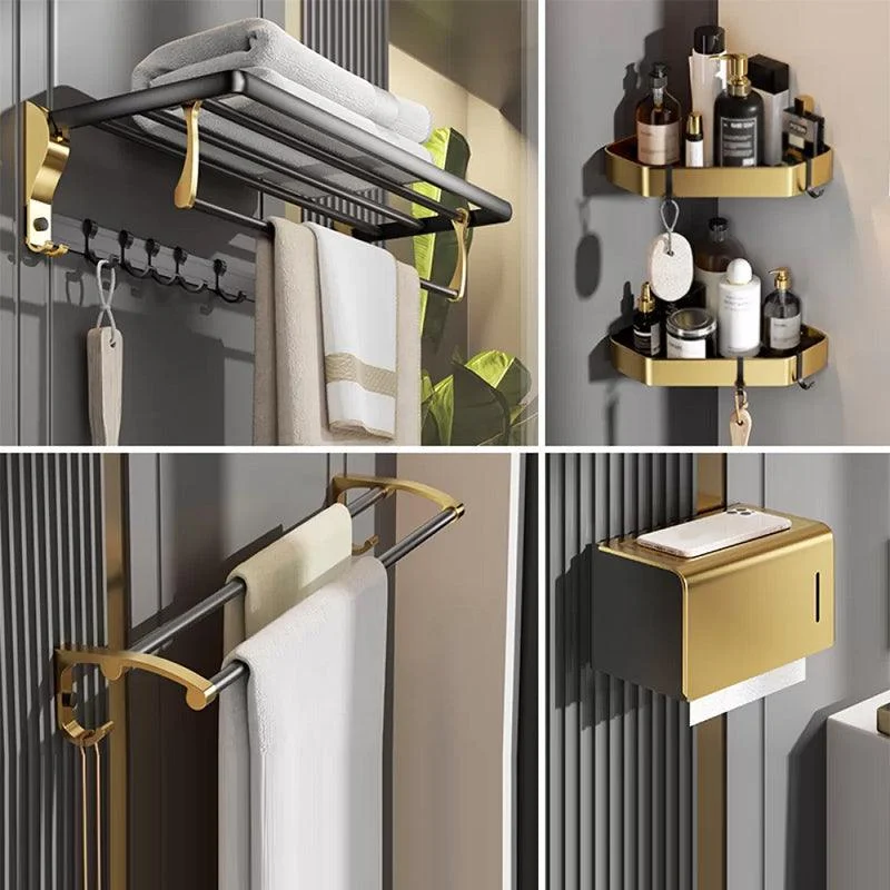 Contemporary Stainless Bathroom Accessory As Individual Or As a Set in Black and Gold -Bathlova