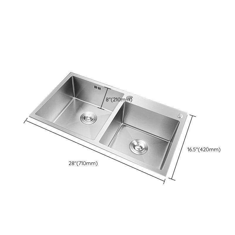 Contemporary Stainless Steel Kitchen Sink Double Basin Sink with Drain Assembly -Bathlova