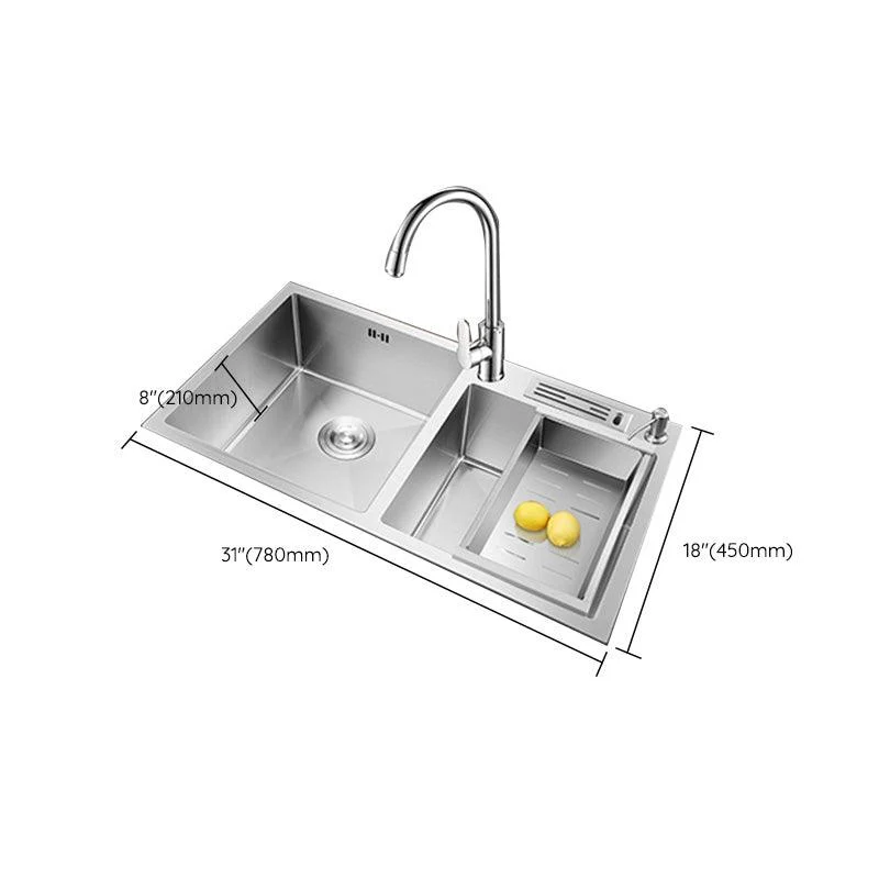 Contemporary Stainless Steel Kitchen Sink Double Basin Sink with Drain Assembly -Bathlova