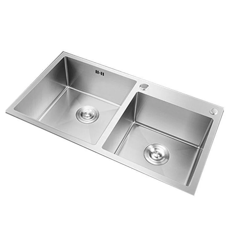 Contemporary Stainless Steel Kitchen Sink Double Basin Sink with Drain Assembly -Bathlova