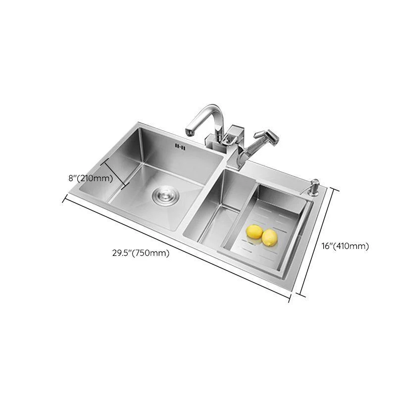 Contemporary Stainless Steel Kitchen Sink Double Basin Sink with Drain Assembly -Bathlova