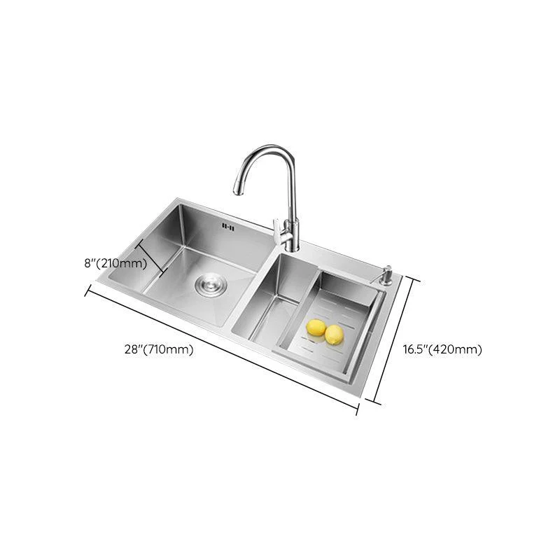 Contemporary Stainless Steel Kitchen Sink Double Basin Sink with Drain Assembly -Bathlova