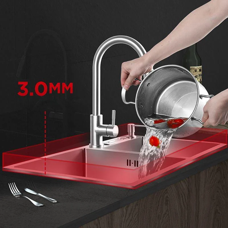 Contemporary Stainless Steel Kitchen Sink Double Basin Sink with Drain Assembly -Bathlova