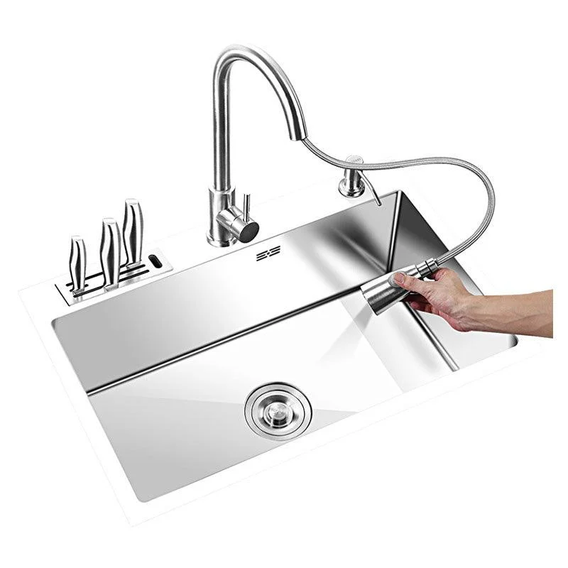 Contemporary Stainless Steel Kitchen Sink with Tap Single Bowl Sink -Bathlova