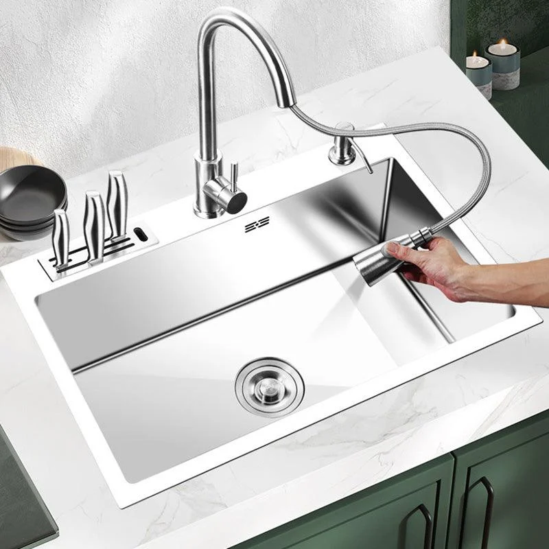 Contemporary Stainless Steel Kitchen Sink with Tap Single Bowl Sink -Bathlova