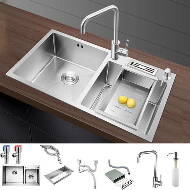 Contemporary Stainless Steel Kitchen Sink with Tap Single Bowl Sink -Bathlova