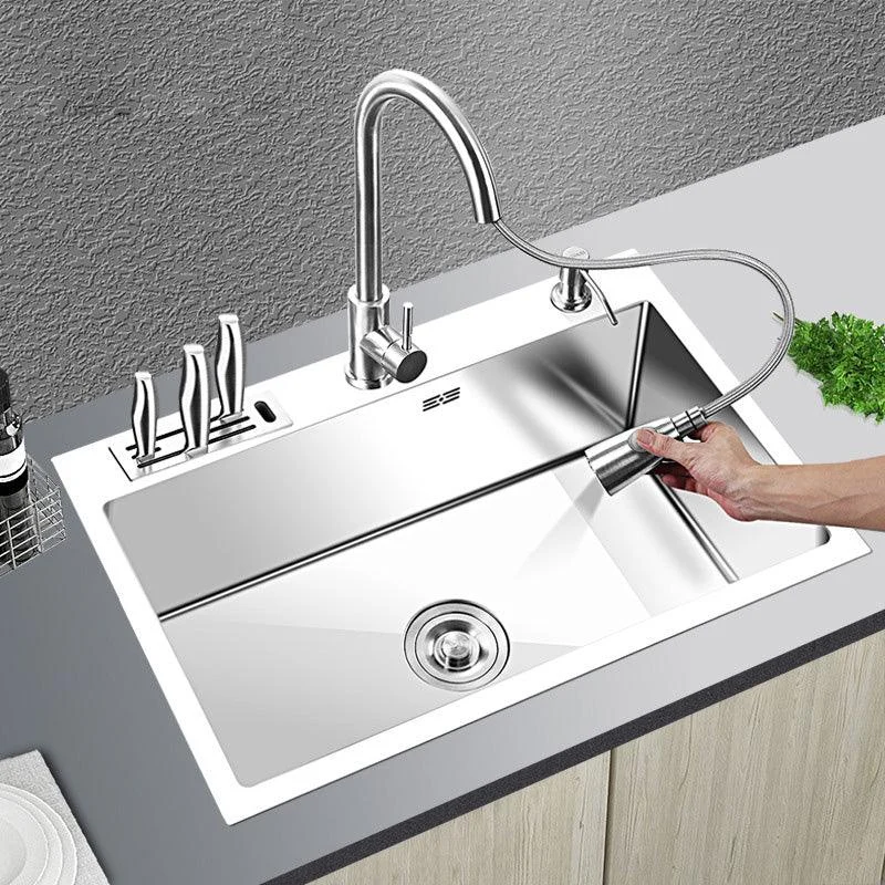 Contemporary Stainless Steel Kitchen Sink with Tap Single Bowl Sink -Bathlova