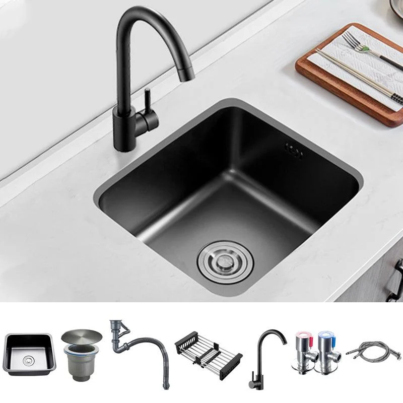 Contemporary Stainless Steel Sink in black with Strainer Drop-In Kitchen Sink -Bathlova