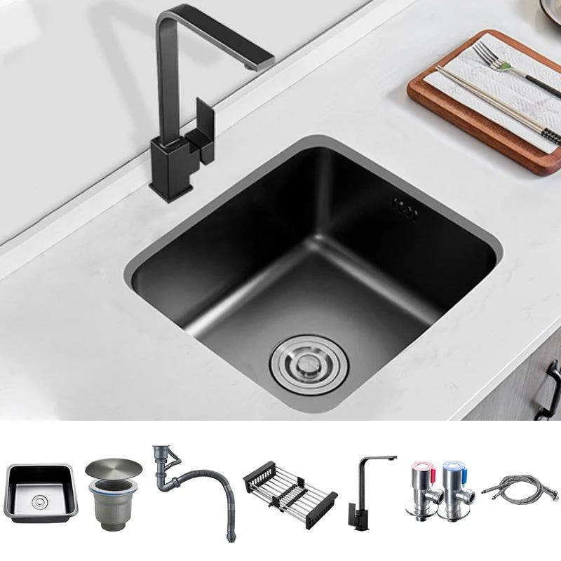 Contemporary Stainless Steel Sink in black with Strainer Drop-In Kitchen Sink -Bathlova