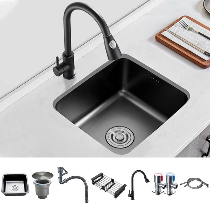 Contemporary Stainless Steel Sink in black with Strainer Drop-In Kitchen Sink -Bathlova