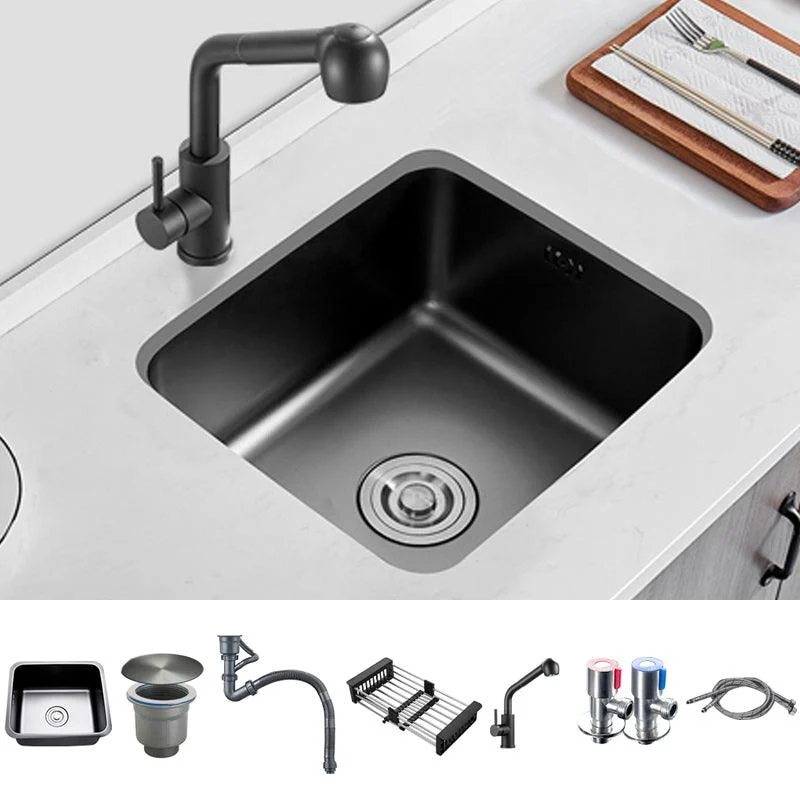 Contemporary Stainless Steel Sink in black with Strainer Drop-In Kitchen Sink -Bathlova