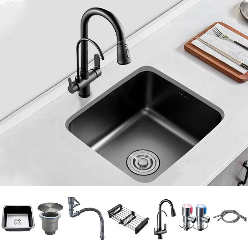 Contemporary Stainless Steel Sink in black with Strainer Drop-In Kitchen Sink -Bathlova