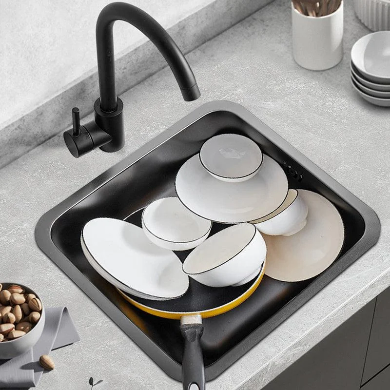 Contemporary Stainless Steel Sink in black with Strainer Drop-In Kitchen Sink -Bathlova