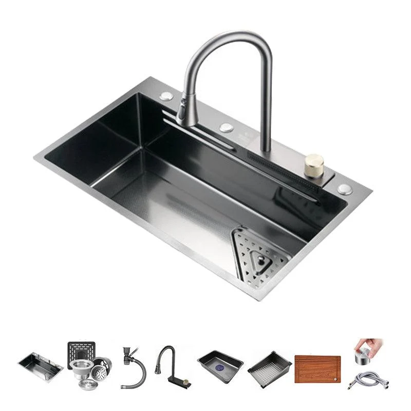 Contemporary Stainless Steel Undermount Kitchen Sink Single Bowl Kitchen Bar Sink -Bathlova