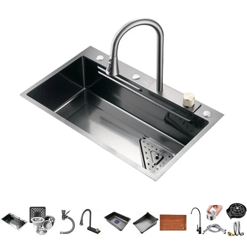 Contemporary Stainless Steel Undermount Kitchen Sink Single Bowl Kitchen Bar Sink -Bathlova