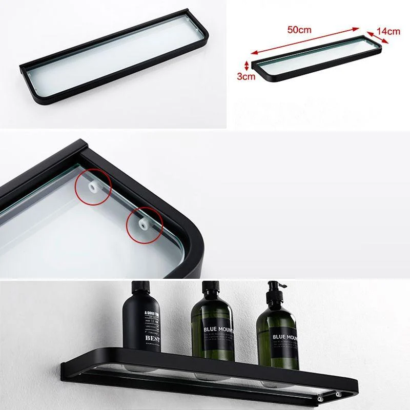 Contemporary Style Black Bathroom Accessory Set Metal Towel Bar -Bathlova