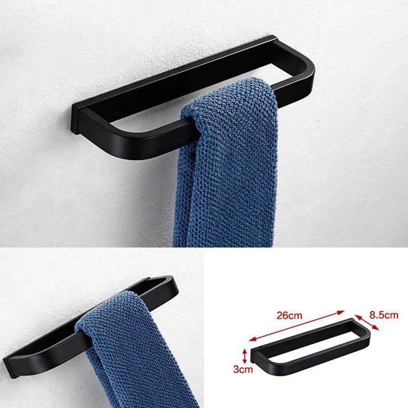 Contemporary Style Black Bathroom Accessory Set Metal Towel Bar -Bathlova