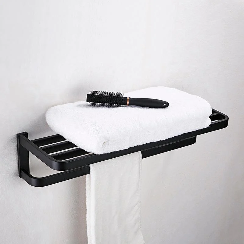 Contemporary Style Black Bathroom Accessory Set Metal Towel Bar -Bathlova