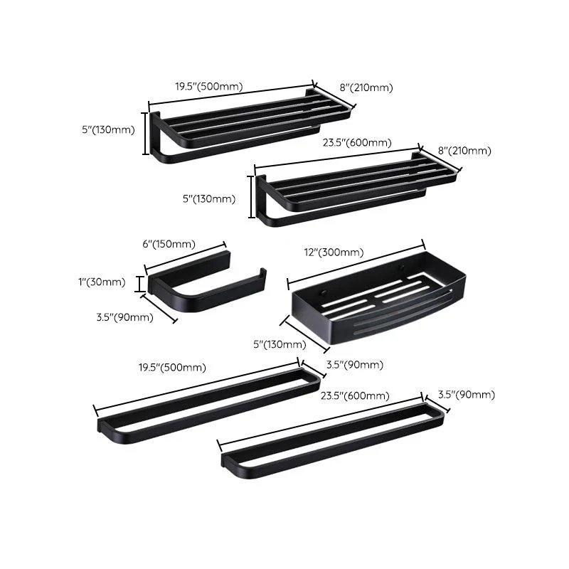 Contemporary Style Black Bathroom Accessory Set Metal Towel Bar -Bathlova