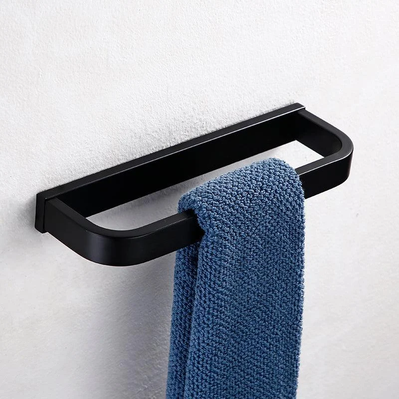 Contemporary Style Black Bathroom Accessory Set Metal Towel Bar -Bathlova