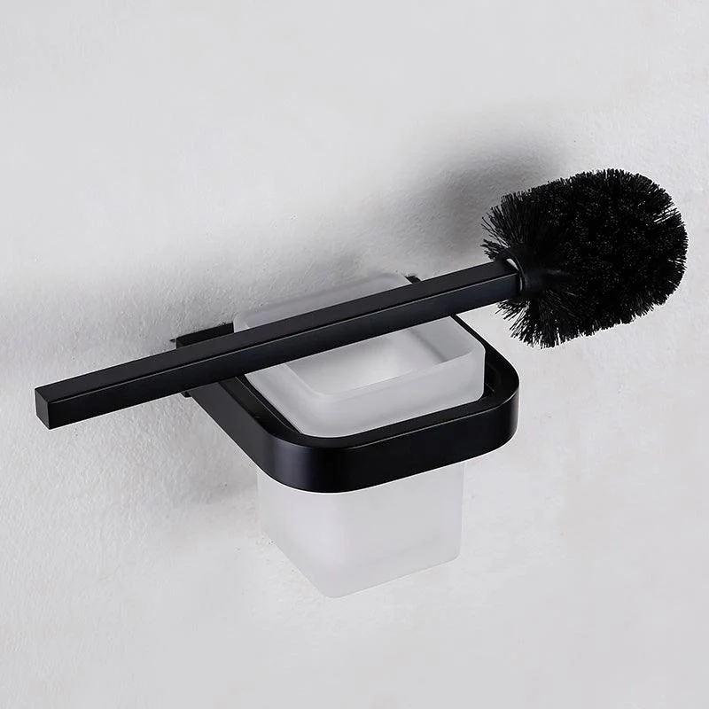 Contemporary Style Black Bathroom Accessory Set Metal Towel Bar -Bathlova