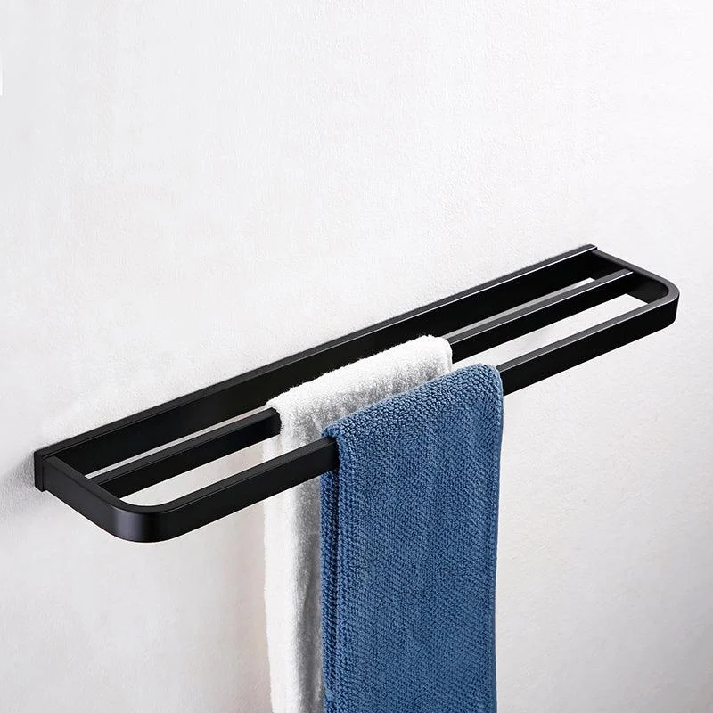 Contemporary Style Black Bathroom Accessory Set Metal Towel Bar -Bathlova