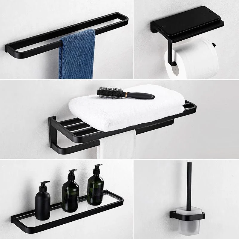 Contemporary Style Black Bathroom Accessory Set Metal Towel Bar -Bathlova