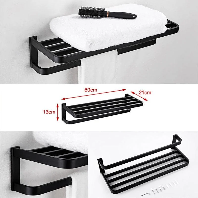 Contemporary Style Black Bathroom Accessory Set Metal Towel Bar -Bathlova