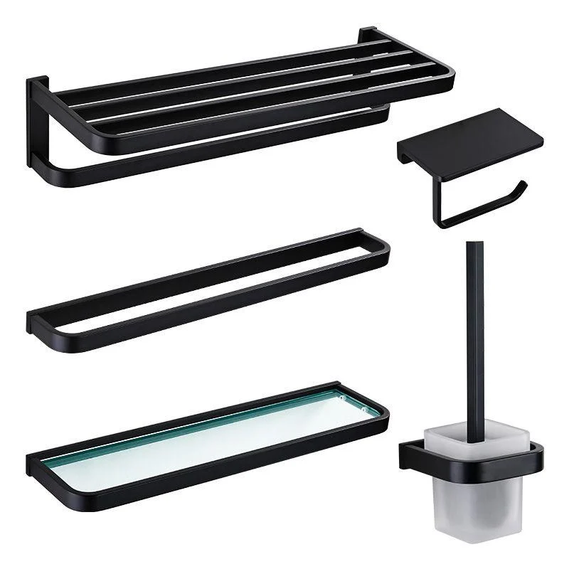 Contemporary Style Black Bathroom Accessory Set Metal Towel Bar -Bathlova