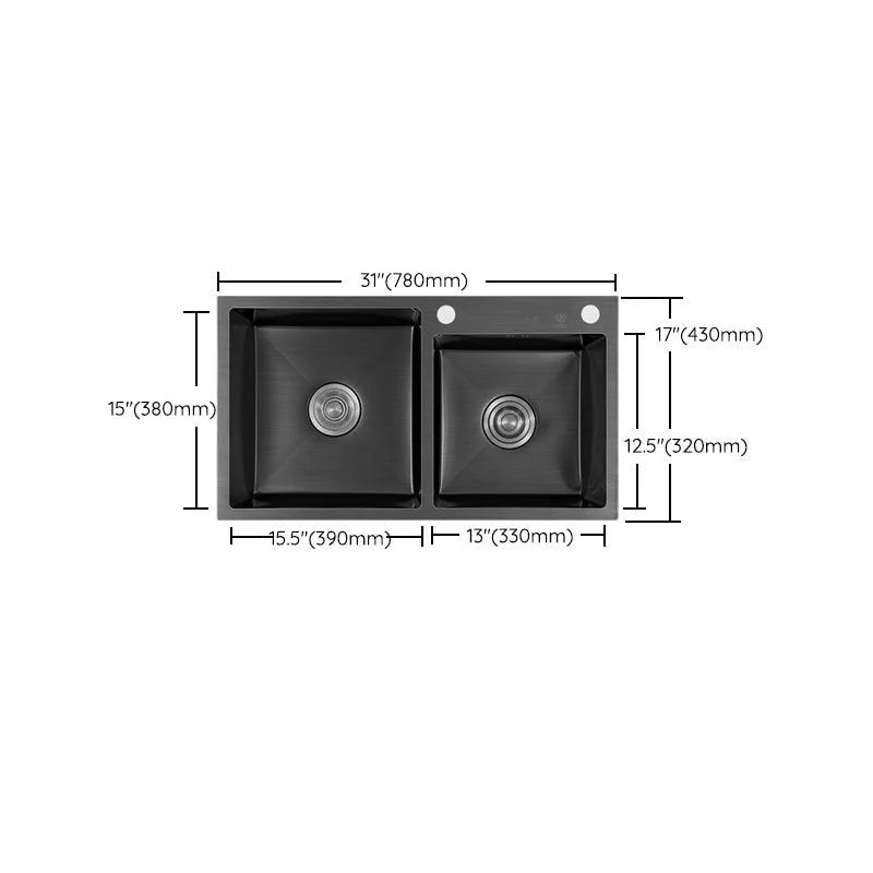 Contemporary Style Double Sink Stainless Steel 2 Holes Sink for Kitchen -Bathlova