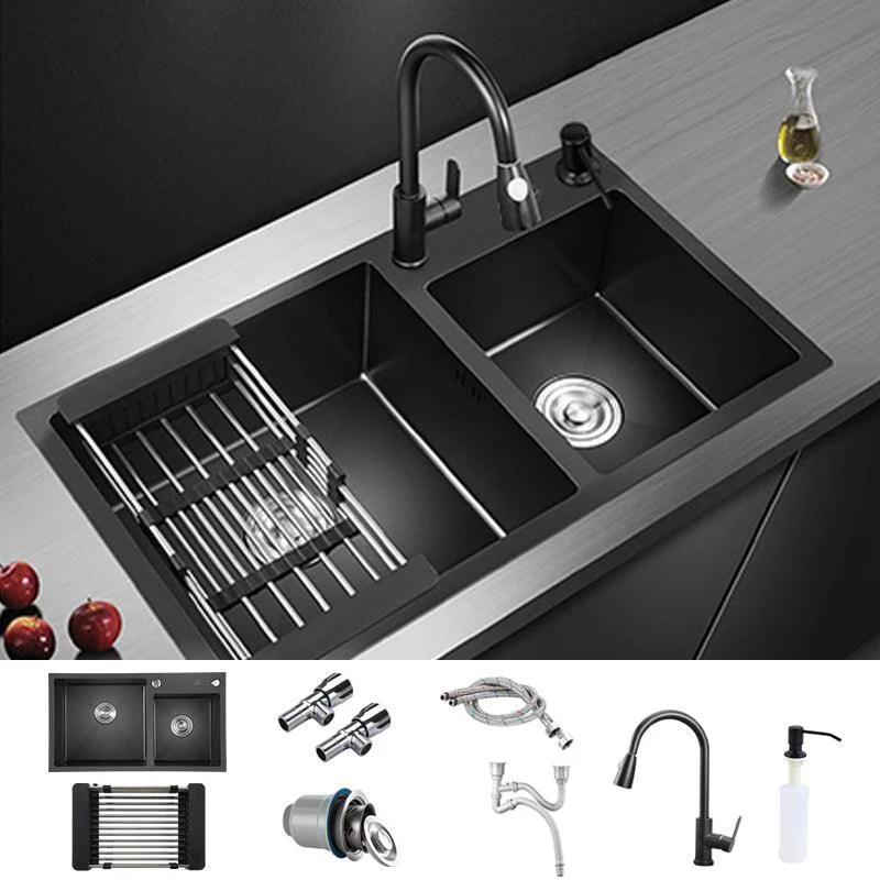 Contemporary Style Double Sink Stainless Steel 2 Holes Sink for Kitchen -Bathlova