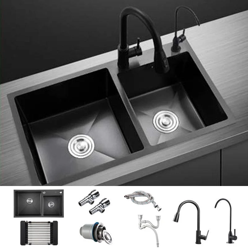 Contemporary Style Double Sink Stainless Steel 2 Holes Sink for Kitchen -Bathlova