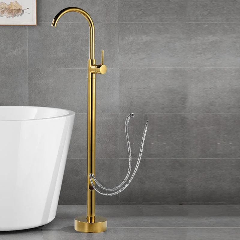 Contemporary Style Freestanding Tap Copper Floor Mounted Freestanding Tap -Bathlova