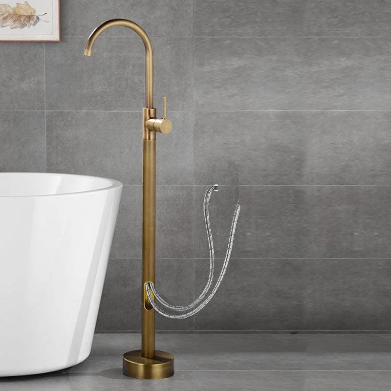 Contemporary Style Freestanding Tap Copper Floor Mounted Freestanding Tap -Bathlova