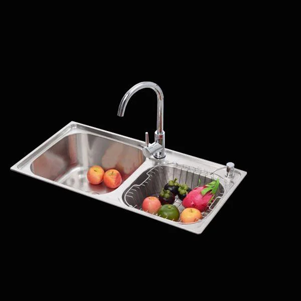 Contemporary Style Kitchen Double Sink Stainless Steel Drop-In Kitchen Sink -Bathlova