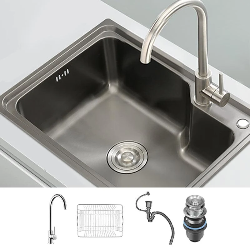 Contemporary Style Kitchen Sink Dirt Resistant Drop-In Kitchen Sink with Drain Assembly -Bathlova