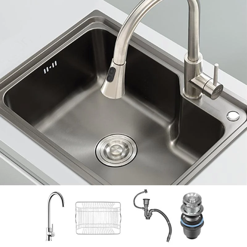 Contemporary Style Kitchen Sink Dirt Resistant Drop-In Kitchen Sink with Drain Assembly -Bathlova