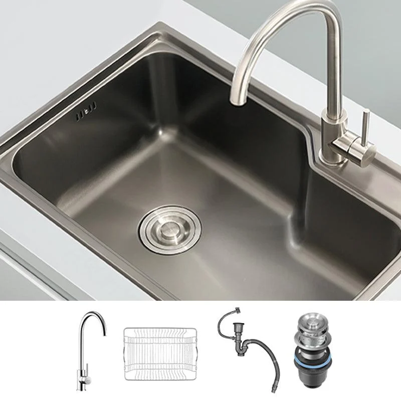 Contemporary Style Kitchen Sink Dirt Resistant Drop-In Kitchen Sink with Drain Assembly -Bathlova