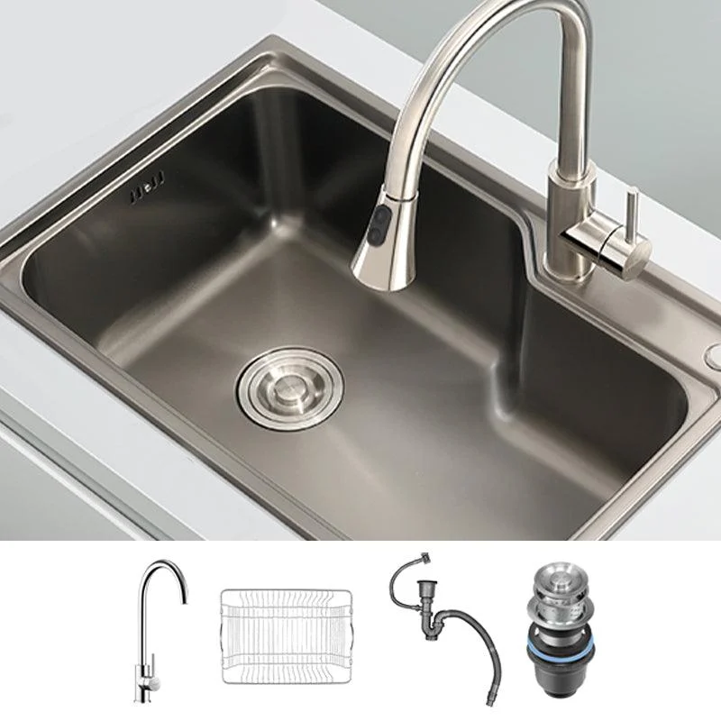 Contemporary Style Kitchen Sink Dirt Resistant Drop-In Kitchen Sink with Drain Assembly -Bathlova