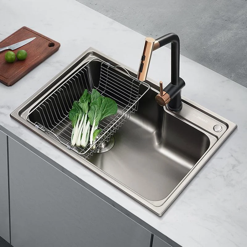 Contemporary Style Kitchen Sink Dirt Resistant Drop-In Kitchen Sink with Drain Assembly -Bathlova