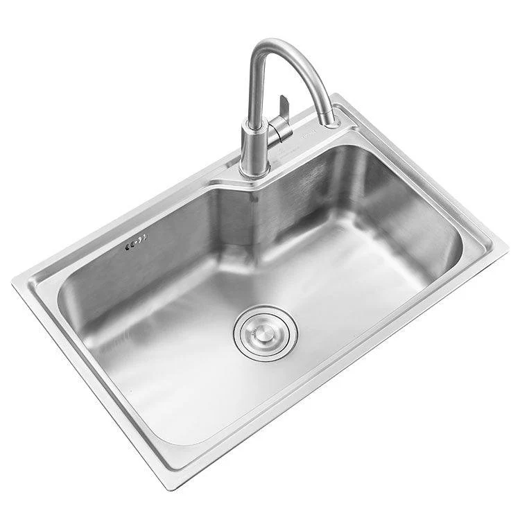 Contemporary Style Kitchen Sink Noise-cancelling Design Drop-In Kitchen Sink -Bathlova